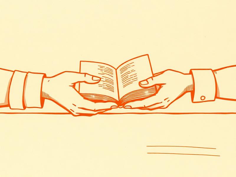 Hands exchanging a book